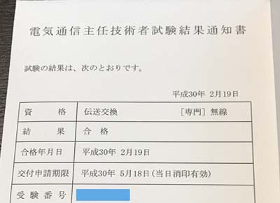 合格通知書